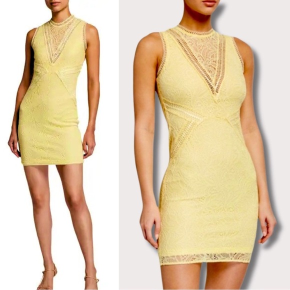 REVOLVE Dresses & Skirts - REVOLVE Bardot Yellow Starburst Lace Mini Dress Sz. 8 (Medium)